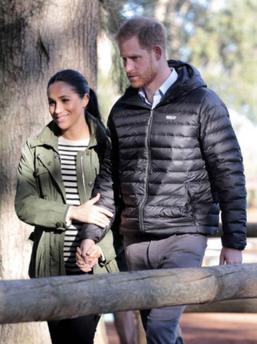 მეგან მარკლი, ხაკისფერ ქურთუკში და ჯინსის შარვალში პოზირებს(ფოტოკოლაჟი)